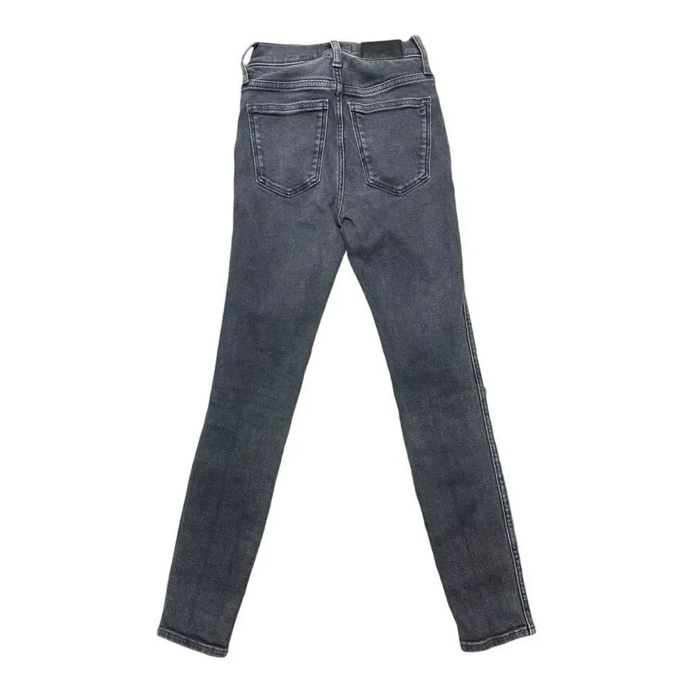 Madewell 10” High-Rise Black Distressed Skinny Jeans Size 24 EUC
